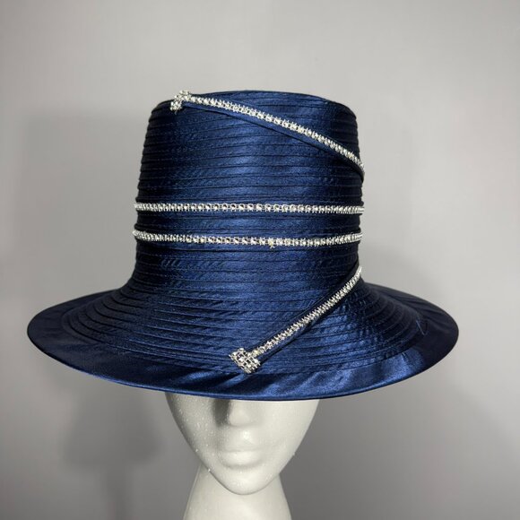 Royal Blue with rhinestones KENTUCKY DERBY or CHURCH SERVICE HAT